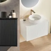 750mm Kirribilli Fluted PVC Water Proof Matte White / Matte Black Vanity