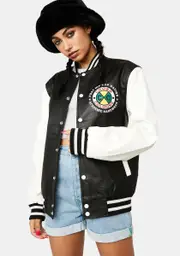 [Cross Colours] Do Baseball Leather Jacket