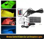 Car Atmosphere Neon Lights Foot Strip 9LED Wireless music control 7color RGB kit