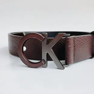 美國百分百【全新真品】Calvin Klein 皮革 皮帶 腰帶 配件 CK 荔枝皮 黑色 咖啡 36mm H393