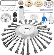 [Barafat] 10inch Steel Weed Eater Trimmer Head, Upgraded Wire Rotary Brush Weed Blade Cutter with Universal Adapter Kit Compatible with Stihl Husqvarna Gardening Lawnmower Moss Grass Rust Removal