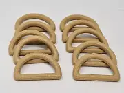 10 Vintage Beige Plastic Faux Wood Grain Texture 1-1/2" Dee Macrame Craft Rings