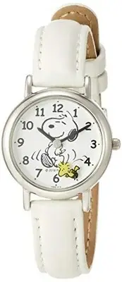 [Citizen Q&Q] Analog Snoopy Waterproof Wristwatch Leather Strap Second Hand Disk