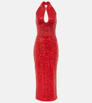 [Rasario] Rasario Sequined cutout midi dress AU 16 red