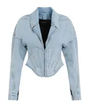 corset-style denim jacket 40 Blue