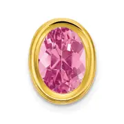 14k Yellow Gold 7x5mm Oval Pink Tourmaline bezel pendant