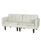 Sofa Bed 192CM Beige Faux Linen Fabric Comfortable Sleeper Couch for Livin BG-AB