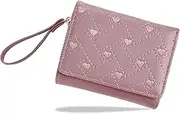 [Denovin] Wallet Women, Cute Ladies Wallet, Love Heart Trifold Wallets Woman Business Credit Card Holder with Zipper Purse for ID Cards Cash Coin Key, Purple