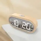 Beech Wood Digital Clock Dual Alarm Snooze USB Alarm Clock Table Thermometer NOW