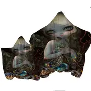 Underwater Art Girl and Her Soft Shell Creatures Towel with Hood