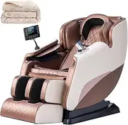 3D Back Massage Chair, Electric Massage Chair with Wireless Remote Control Music Function MP3 Bluetooth Elderly Commuter(White)