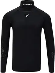 [TronX] Compression Hockey Shirt with Neckguard - Long Sleeves Neck Guard Neck Protect for Men Adult & Youth Boys