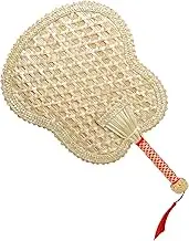 Hand Woven Wheat Straw Fan - Foldable for Women, Suitable for Summer, Beach, Decoration (7.7" Plantain)