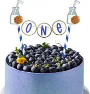 Boy First Birthday Decorations - One Cake Topper, Blue Smash Cake Topper, Paper