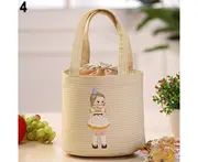 Cute Girl Print Thermal Insulated Lunch Storage Cooler Case Pouch Lunch Box Yellow