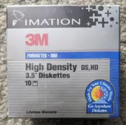 NEW SEALED 3M DISKETTES 3.5" 1.44MB HIGH DENSITY IBM FORMAT HD 10 122881