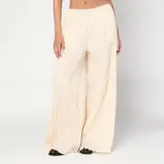 [MKDT Studio] Pinola-atelier pleated fabric ivory trousers 36 FR White