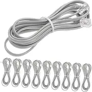 10 Pack Phone Cable Extension Rj11 6p4c 4-Wire Telephone Line Cord Coiled Cord for Office Hotel