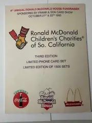 RONALD McDONALD Lim Edition (1,500) PHONE Card Set of 4 - 1995!