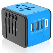 Universal World Travel Adapter 3 USB + Type-C Charger US/UK/EU/AU Plug Converter