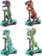 DINOBROS Dinosaur Scooter Toys Pull Back Cars Mini Finger Kick Scooters Boy Toy
