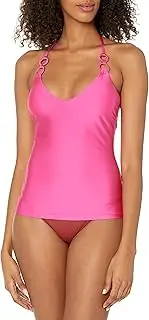 [Trina Turk] Women's Standard Monaco Ring V-Neck Tankini-Adjustable, Tie Back, Swimwear Separates
