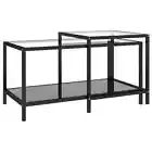 2pcs Nesting Coffee Tables Tempered Glass Modern Industrial Side Shelf Storage