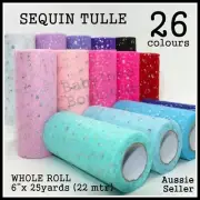 Tulle Fabric Spool Roll 6" 25 Yard / 22 meters Wedding Tutu Craft Sequin Sparkle