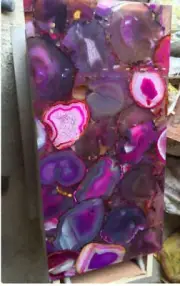 Pink Agate Stone Dining Center Table, Conference Meeting Desk Hallway Decors