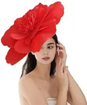 Sinamay Fascinator Hat Floral Feather Pillbox Derby Hats for Women Wedding Te...