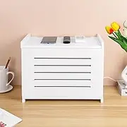 BEARUT White Router Shelf Projector Shelf Projector Stand Router Storage Box Modem Cable Router Cover Organized Power Strip Cable Management Hider Rack by Solid Wood