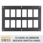 12 GANG ALUMINIUM ALLOY ROCKER TOGGLE GANG SWITCH PANEL- 12V 24V BOAT MARINE 4X4