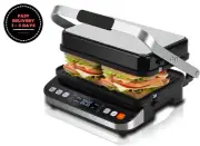 Sandwichera Panini Press 10 en 1, parrilla interior eléctrica, acero inoxidable.