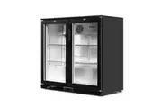 Devanti 198L Bar Fridge Dual Glass Door w/Light Black