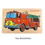 FIRE ENGINE CHILDREN'S Jigsaw LARGE Wooden PUZZLE PRESCHOOL Learning Toy 24 PCS