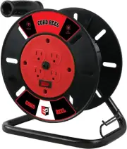 Extension Cord Storage Reel with 4-Grounded Outlets, Heavy Duty Open Cord Reel f