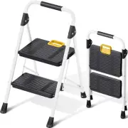 KINGRACK 2 Step Folding Ladder, 360kg Capacity with Safety Lock, Lightweight
