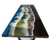 Ocean Epoxy Table , Epoxy Table Beach, Epoxy Dining Table, Walnut Wooden Table