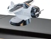 Dashboard Ornament, Solar Powered Car Dashboard Decorations, Miniature Airplane Collectible Figurines Vehicle Accessories Gift Display for Auto, Truck, Desktop, Home, Shelf,