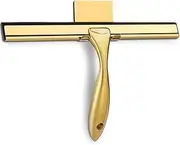HIWARE All-Purpose Shower Squeegee for Shower Doors, Bathroom, Window and Car Glass - Brass, Stainless Steel, 10 Inches