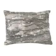 MICHAEL ARAM MOIRE SILVER METALLIC FOIL BEAD THROW DECORATIVE PILLOW COTTON NEW