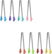 8PCS Silicone Mini Tongs, 5Inch Glove Shape Food Tongs, Colourful Small Kids Tongs for Serving Food, Ice Cube, Fruits, Sugar, Barbecue,Kitchen Gadgets