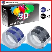 (2Blue+2Black) LabelTape For Dymo S0720020 1540 Dymo 15447 Label Makers