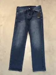 NWT True Religion Geno Relaxed Slim Jeans Mens 31x32 Dark Humid Wash Whiskering
