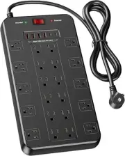 Surge Protector Power Strip with 22 Outlets 6 USB Ports(2 USB C), 1875W/15A, ...