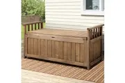 Gardeon Outdoor Storage Bench Box Wooden Garden Toy Tool Sheds Patio Furniture Brown