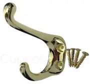 1232L GOLD DOUBLE HAT COAT BAG CLOTHES TOWEL BATH ROBE METAL HOOK DOOR HANGER