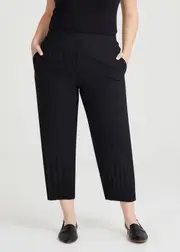 [TS] Taking Shape Pleat Hem Crop Pant Size 16 in Black - Plus Size Women's Clothing Black