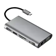 10 in 1 Hub Laptop Charging Dock Type C HDMI VGA RJ45 PD Multi USB 3.0 Adapter