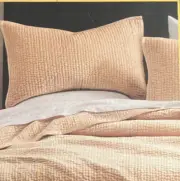Donna Karan Standard Queen Channel Quilted Pillow Shams Gold Velvet Set 2